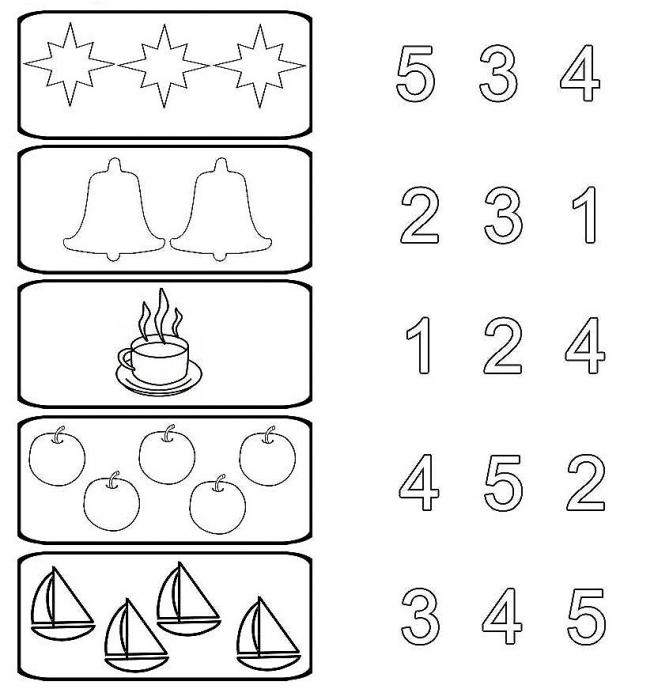 Соотносим цифры и количество предметов 